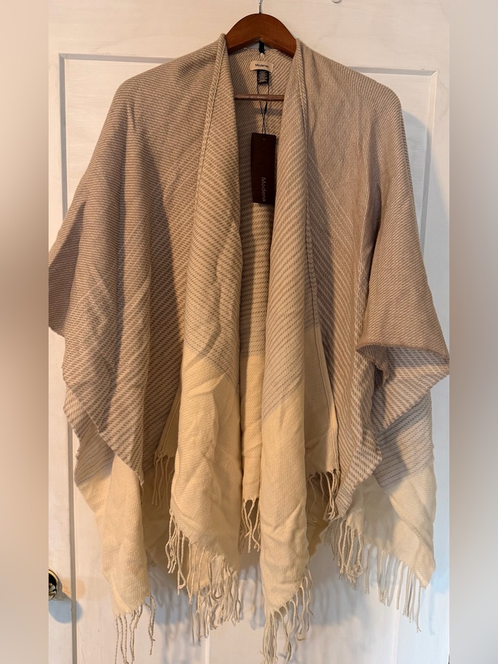 Madewell Two-Tone Cream & Tan Shawl Poncho